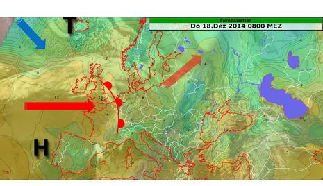 Die Temperaturen gehen am heutigen Donnerstag nur in eine Richtung: aufwärts. Zwischen dem Azorenhoch und einem kräftigen Islandtief wird auf breiter Front warme Atlantikluft in Richtung Deutschland gesteuert