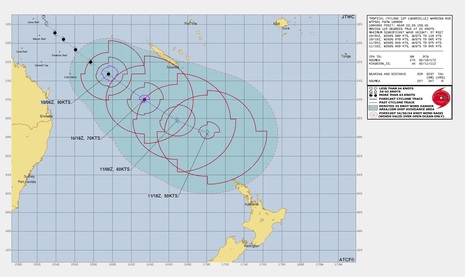 Mögliche Zugbahn des tropischen Tiefs GABRIELLE, © jtwc (Quelle JTWC (joint typhoon warning center))