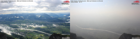 Deutliche Sichteinschränkung durch den Rauch am 10.06.205 im Vergleich zum 03.06.2025. (Quelle https://www.foto-webcam.eu/)