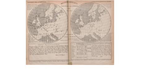 Die erste tägliche Wetterkarte herausgegeben am 16. Februar 1876 von der Deutschen Seewarte. Quelle: Deutscher Wetterdienst