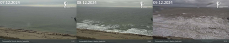 Webcambilder vom Timmendorfer Strand am 07., 08. und 09. Dezember 2024 jeweils gegen 12 Uhr. Quelle: Webcam Maritim Hotel