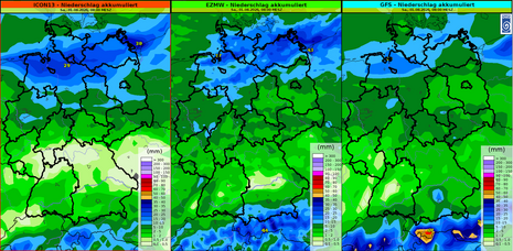 Akkumulierter Niederschlag von Samstagmorgen, den 25.07.2026 bis Samstagmorgen, den 01.08.2026 (Quelle:DWD)