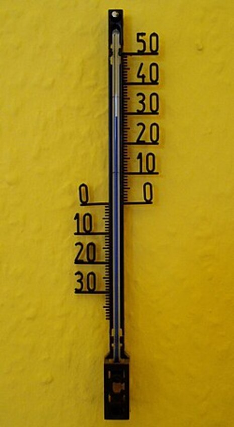 Beispielbild eines Flüssigkeitsthermometers (Quelle: Wikipedia: https://de.wikipedia.org/wiki/Thermometer)