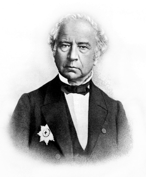 Adolph Theoder Kupffer, Quelle: Historischer Überblick über die Hauptphysikalische Sternwarte in ihren 50-jährigen Tätigkeiten 1849-1899 (Исторический очерк Главной физической обсерватории за 50 лет ее деятельности 1849-1899), Michail Alexandrowitsch Rykatschew, 1899, Kaiserlich-Russische Akademie der Wissenschaften, Sankt Petersburg, via Russische Staatsbibliothek, Moskau, über Wikimedia Commons