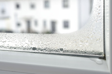 Indirekter Nachweis für Luftfeuchtigkeit: Kondenswasser am Fenster