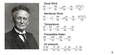 Bjerknes entwickelte die grundlegenden mathematische Gleichungen, die die dynamischen Vorgängen in der Atmosphäre beschreiben