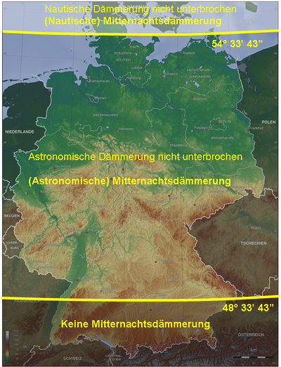 Dämmerung in Deutschland am 21. Juni