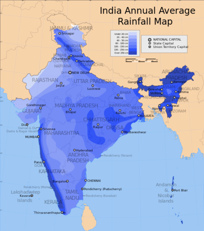 Jährliche Niederschlagsmengen Indien