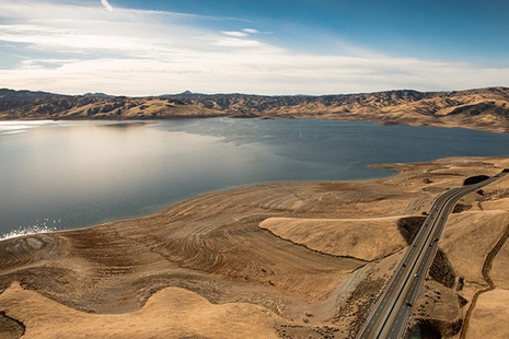 San Luis Reservoir während der Dürre in Kalifornien, 5. Februar 2014