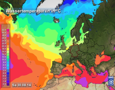 Aktuelle Wassertemperaturen für Europa