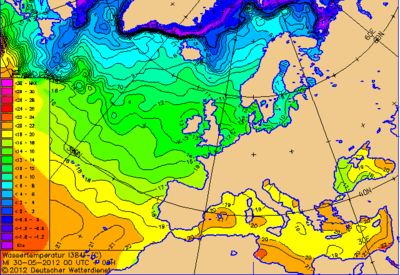 Wassertemperaturen am Mittwoch, 30.05.2012