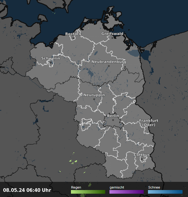 Live Regenradar Karte für Mecklenburg-Vorpommern