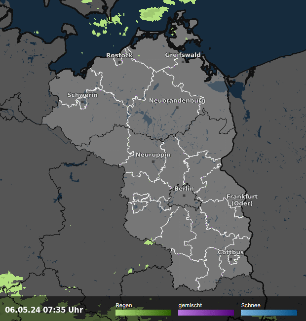 Live Regenradar Karte für Brandenburg