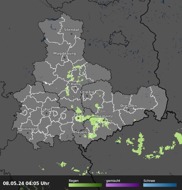 Live Regenradar Karte für Thüringen
