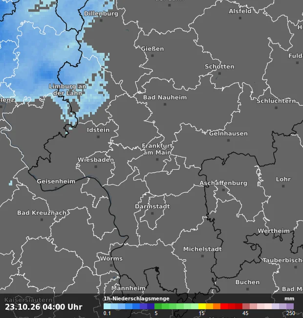 1h-Niederschlagsmenge Frankfurt am Main