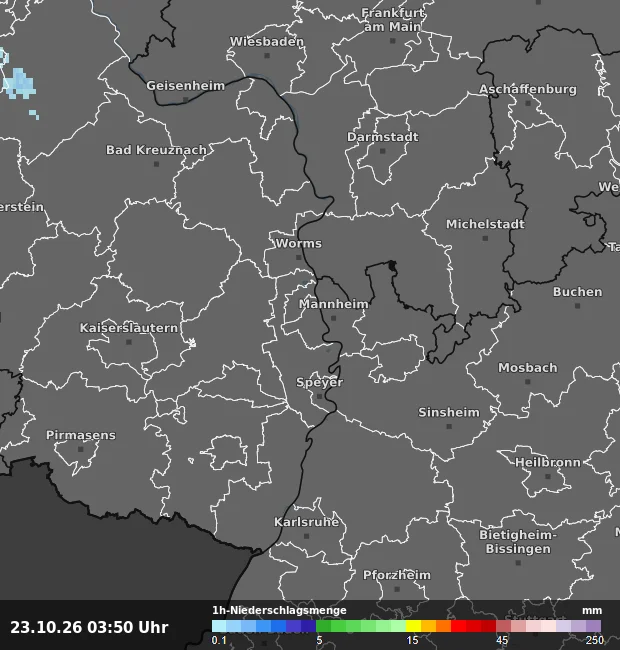1h-Niederschlagsmenge Ludwigshafen am Rhein
