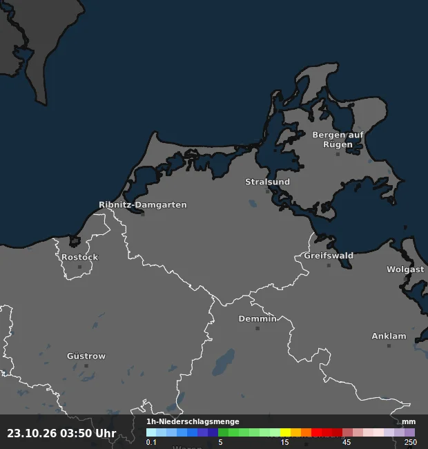 1h-Niederschlagsmenge Vorpommern-Rügen