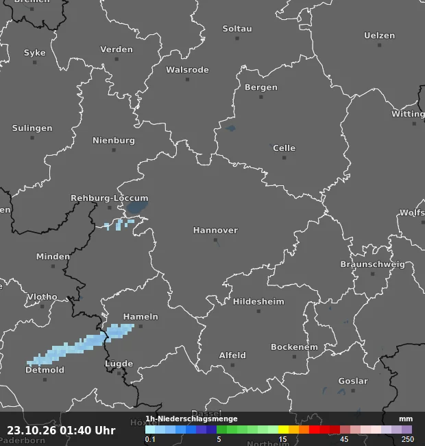 1h-Niederschlagsmenge Region Hannover