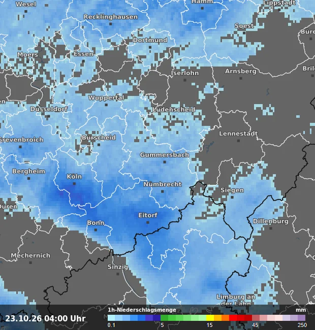 1h-Niederschlagsmenge Oberbergischer Kreis