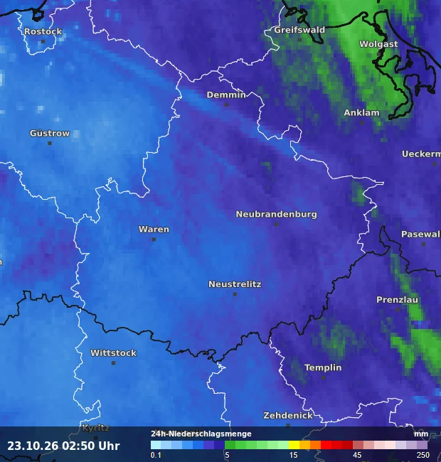 24h-Niederschlagsmenge Mecklenburgische Seenplatte