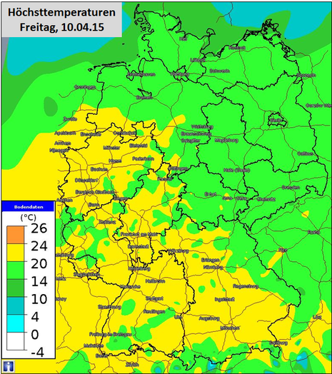Höchsttemperaturen Freitag