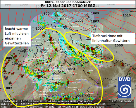 Gewittersituation am Freitagnachmittag