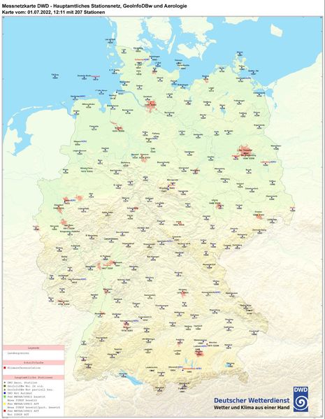 Messnetzkarte Deutscher Wetterdienst