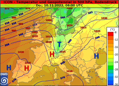Großwetterlage vom Donnerstag, 10. November 2022, 06 UTC