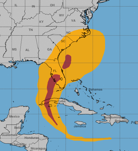 Windschneise von Hurrikan IAN (Quelle National Hurricane Center - NHC (nhc.noaa.gov))
