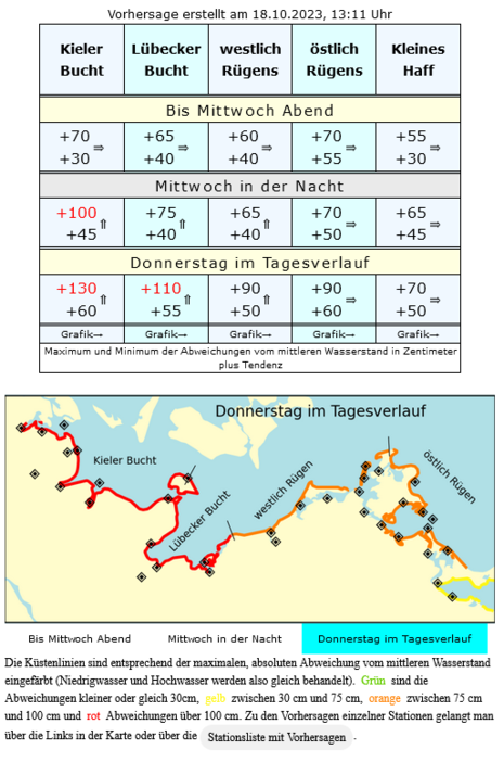 Hochwasserprognose Ostsee (Quelle Bundesamt für Seeschifffahrt und Hydrografie (BSH))