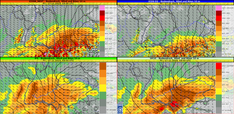 Modellvergleich für die Windgeschwindigkeiten am Freitag, den 17.11.2023, 4 Uhr MEZ (Quelle DWD)