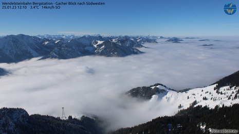 Webcambild vom Wendelstein um 12:10 UTC (Quelle foto-webcam.eu)