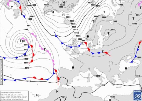 In Animation wurden die Vorhersagekarten basierend auf dem ICON Modell bis Freitag zusammengefasst. Basis ICON-Lauf vom 06.03.2023 00 UTC.