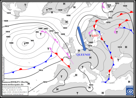 Wetterkarte von Mittwoch den 26. April 2023