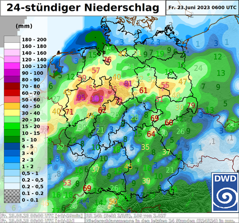 24 stündige Niederschlagssummen