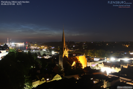 Webcambild vom 05.06.2023 um 01:00 Uhr MESZ über Flensburg mit Blick nach Norden. (Quelle www.foto-webcam.eu)