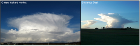 Aufnahmen von Einzelzellen-Gewittern mit klassischer Amboss-Form (Quelle DWD - Deutscher Wetterdienst(Markus Übel))