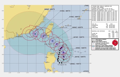 Kartenausschnitt Südostasien mit Zugbahn SAOLA (Quelle JTWC)