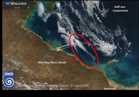Satellitenbild von Nordaustralien. Im Golf von Carpentaria lassen sich mehrere 
