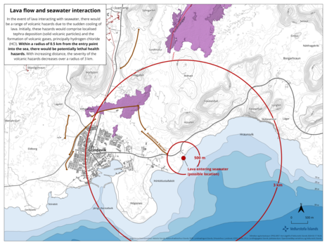 Übersichtsgrafik Gefahrenzonen bei Grindavík (Quelle Veðurstofa Íslands)