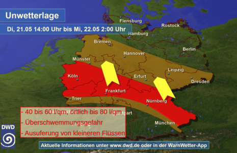 Unwetterinformation (Quelle Deutscher Wetterdienst)