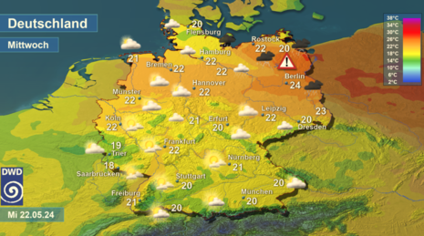 Vorhersagekarte (Quelle Deutscher Wetterdienst)