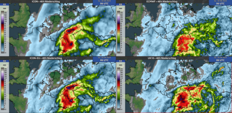48-stündigen Niederschlagsmengen bis Sonntag, 02.06.2024 um 06 UTC. (Quelle Deutscher Wetterdienst)