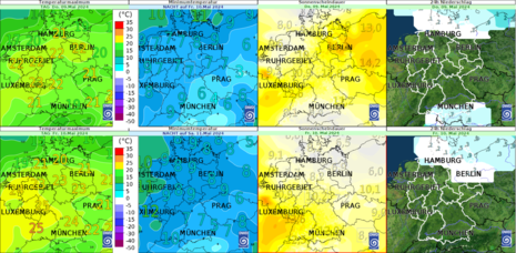 Wettervorhersage für Donnerstag, 09.05.2024 (oben) und Freitag, 10.05.2024 (unten) (Quelle Deutscher Wetterdienst)