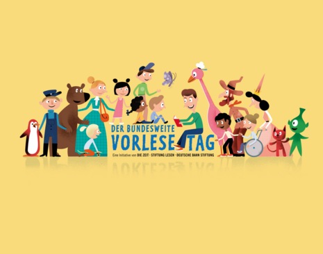 Illustration zum bundesweiten Vorlesetag (Quelle: Gert Albrecht für DIE ZEIT, Stiftung Lesen, Deutsche Bahn Stiftung)