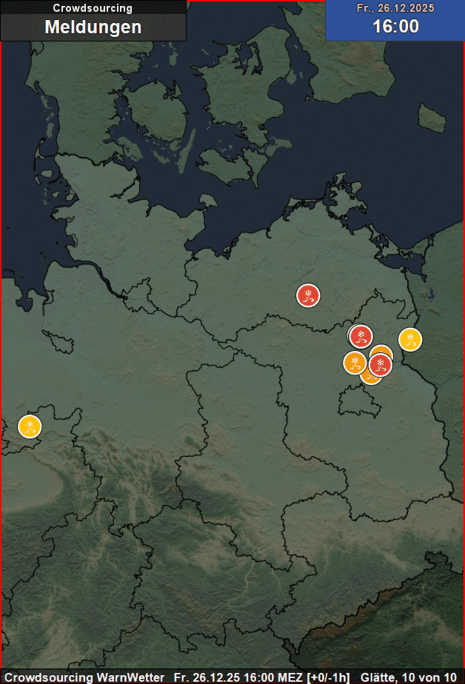 Glätte-Meldungen der Nutzer der WarnWetter-App