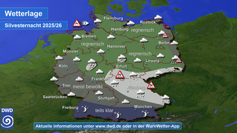 Voraussichtliche Wetterlage in der Silvesternacht 2025/26