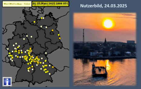 Nutzermeldungen zum Parameter Nebel zusammen mit einem Nutzerbild vom 24.März.