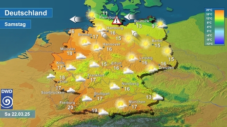 Wetter und Temperatur für Samstag 22.03.2025