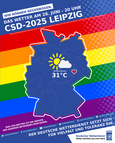 Wettervorhersage für den CSD in Leipzig am Samstag, den 28. Juni 2025. (Quelle: DWD)